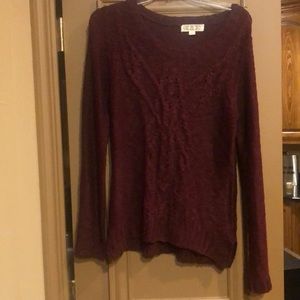 Tunic length maroon sweater